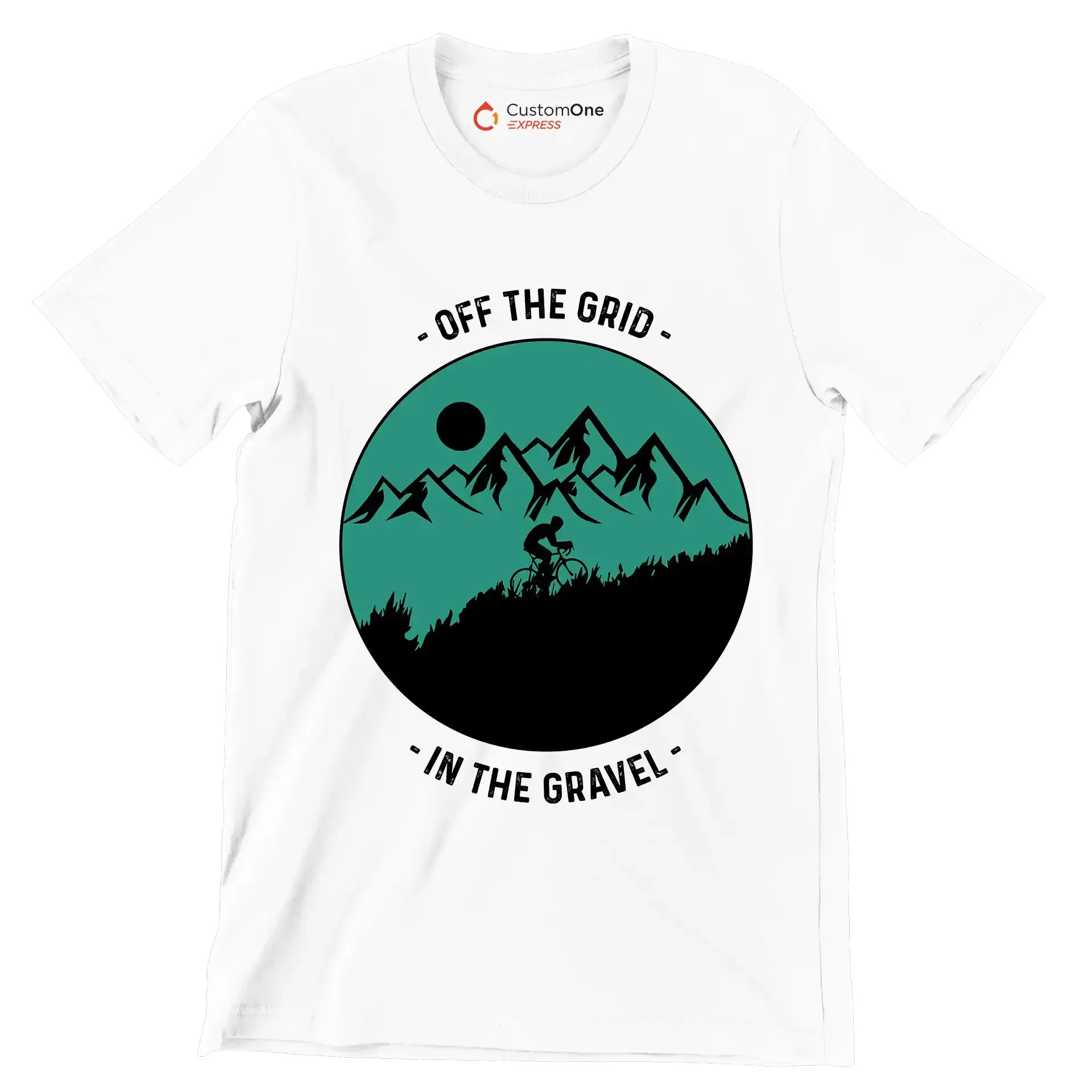 OFF THE GRID - IN THE GRAVEL - Bicycle Themed T-Shirt-White-S-Custom One Express