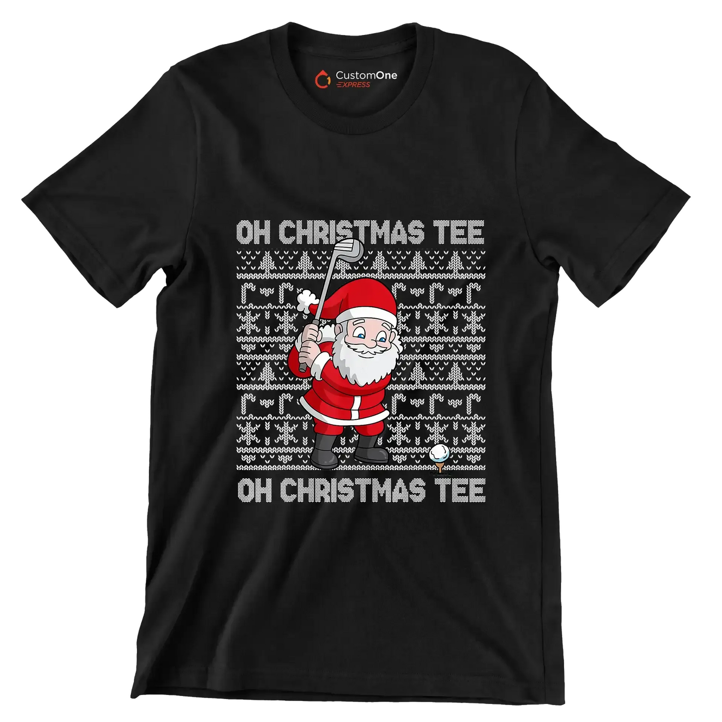OH CHRISTMAS TEE! OH CHRISTMAS TEE! - Golf Themed T-Shirt-Black-S-Custom One Express