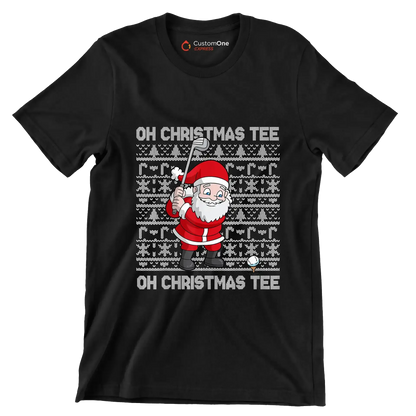 OH CHRISTMAS TEE! OH CHRISTMAS TEE! - Golf Themed T-Shirt-Black-S-Custom One Express