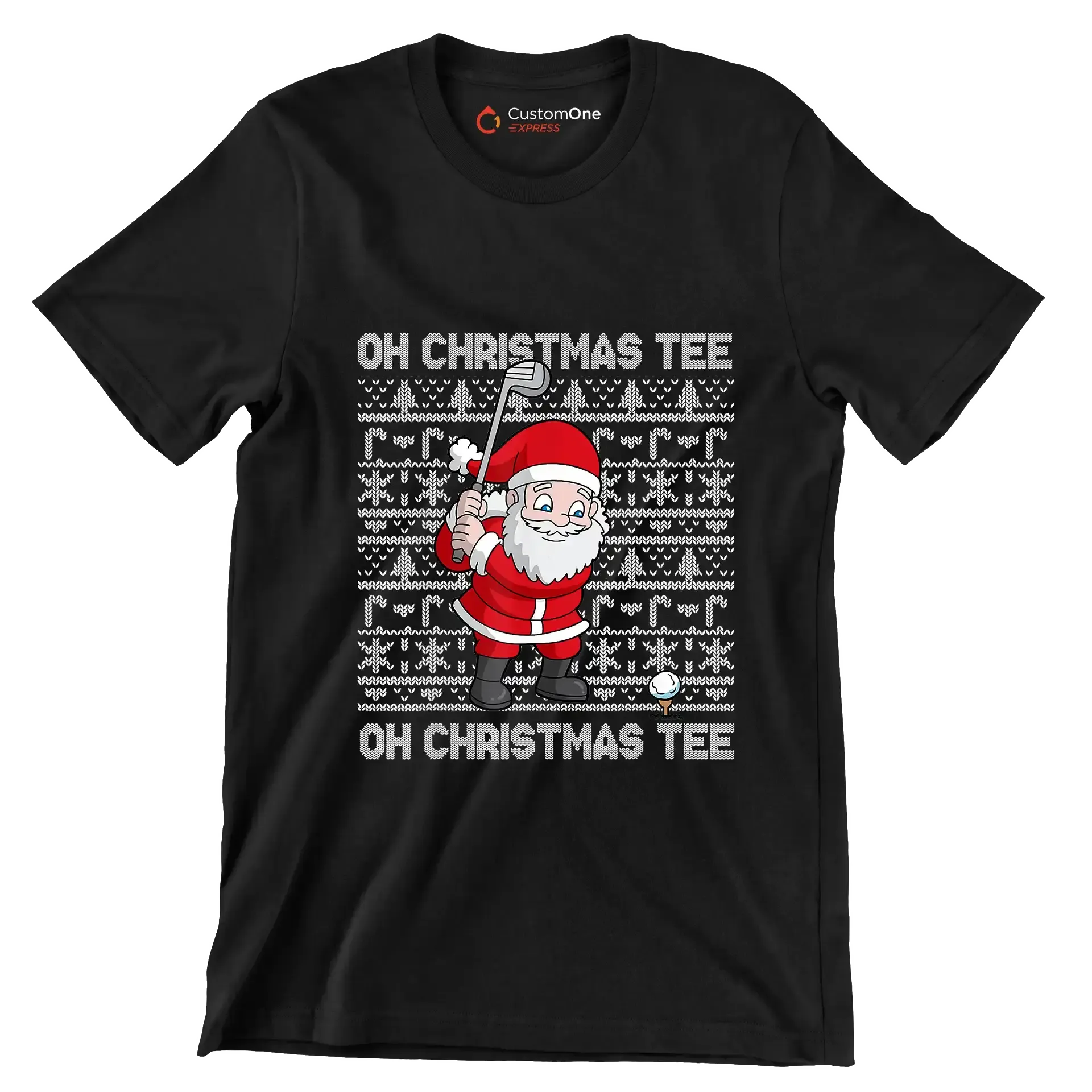 OH CHRISTMAS TEE! OH CHRISTMAS TEE! - Golf Themed T-Shirt-Black-S-Custom One Express