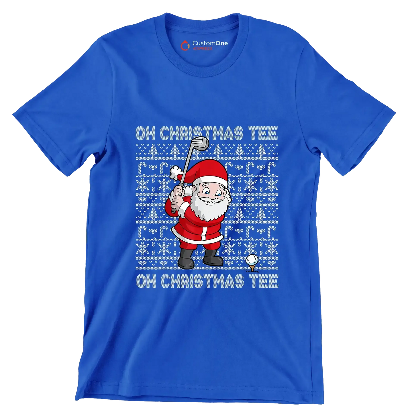 OH CHRISTMAS TEE! OH CHRISTMAS TEE! - Golf Themed T-Shirt-Blue-S-Custom One Express