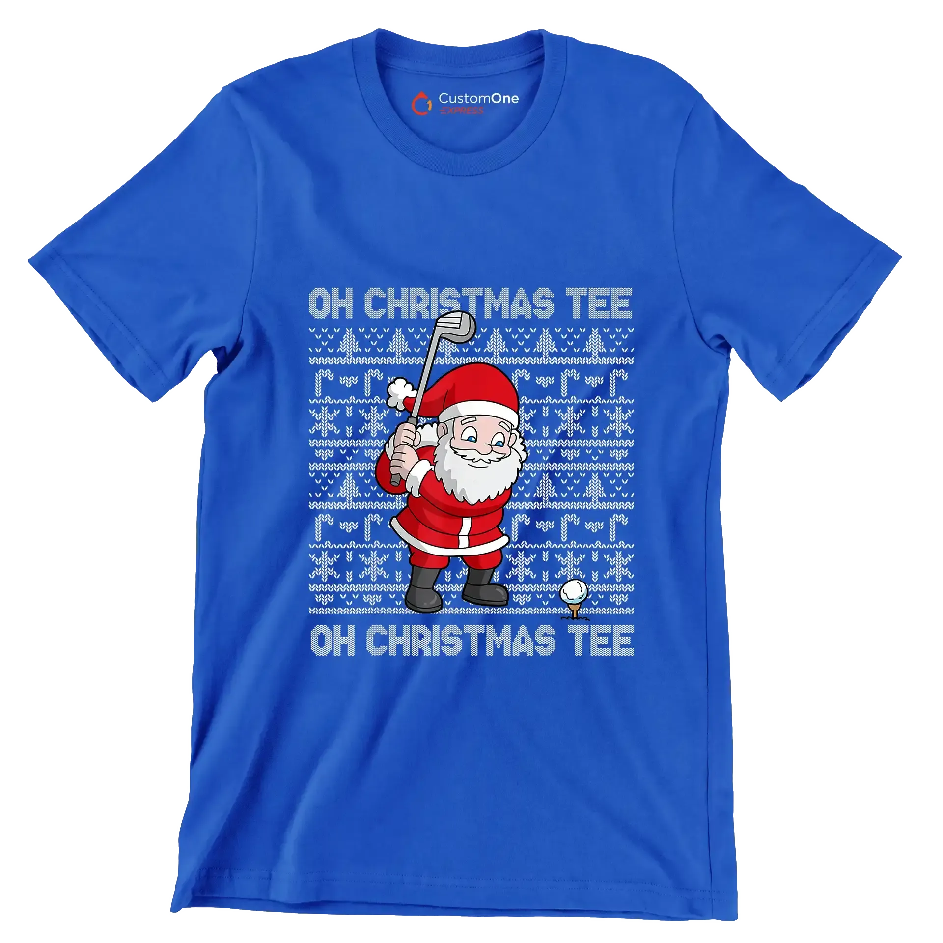 OH CHRISTMAS TEE! OH CHRISTMAS TEE! - Golf Themed T-Shirt-Blue-S-Custom One Express