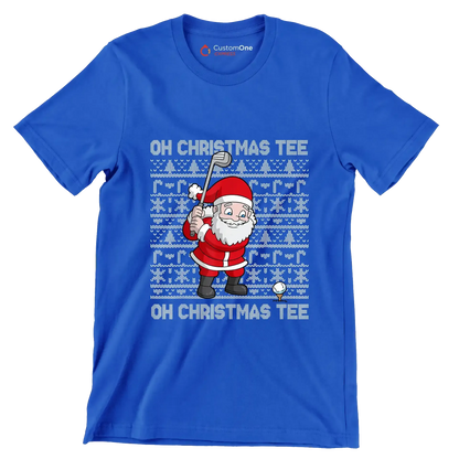 OH CHRISTMAS TEE! OH CHRISTMAS TEE! - Golf Themed T-Shirt-Blue-S-Custom One Express