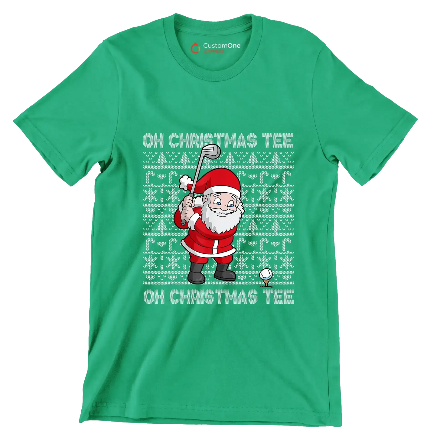OH CHRISTMAS TEE! OH CHRISTMAS TEE! - Golf Themed T-Shirt-Green-S-Custom One Express