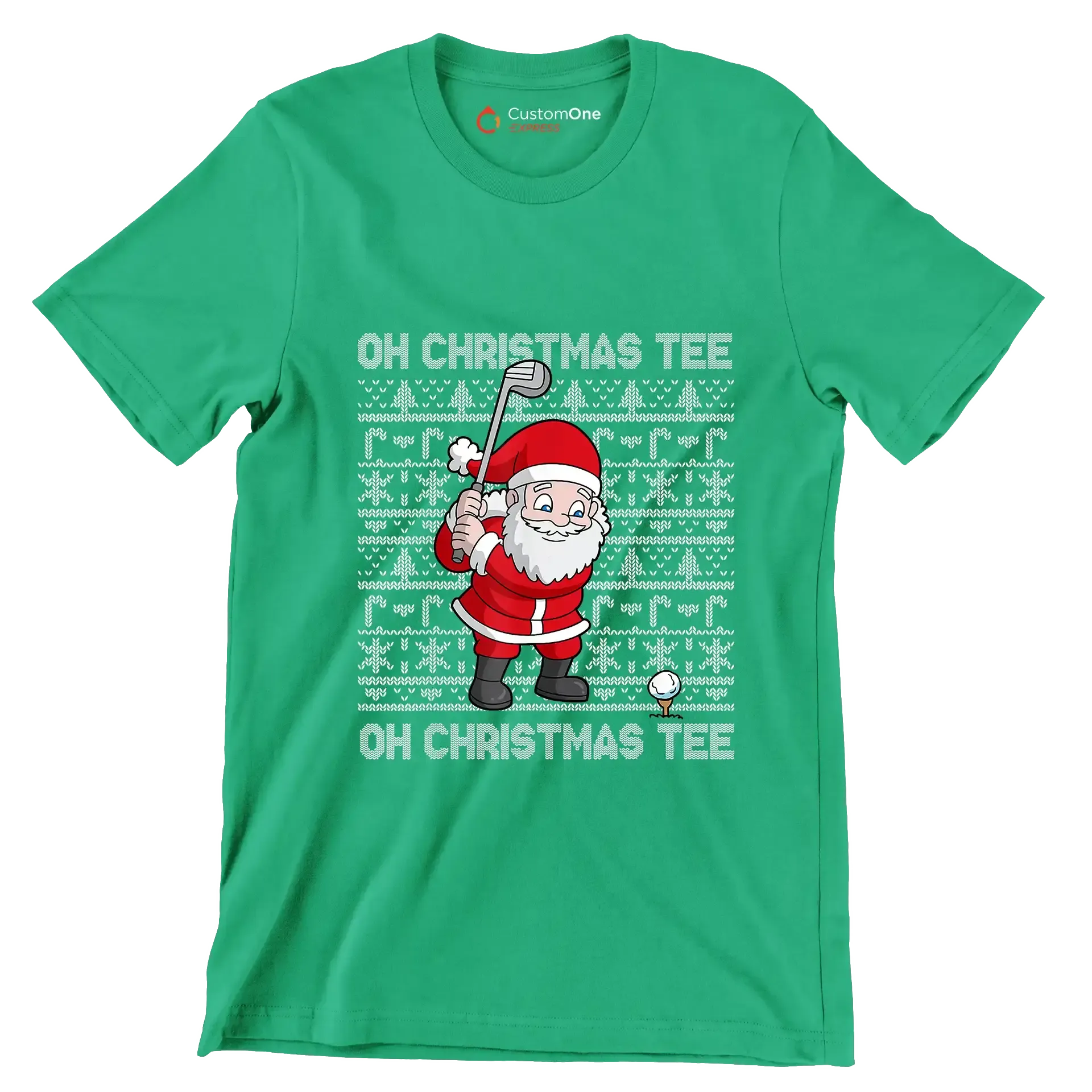 OH CHRISTMAS TEE! OH CHRISTMAS TEE! - Golf Themed T-Shirt-Green-S-Custom One Express