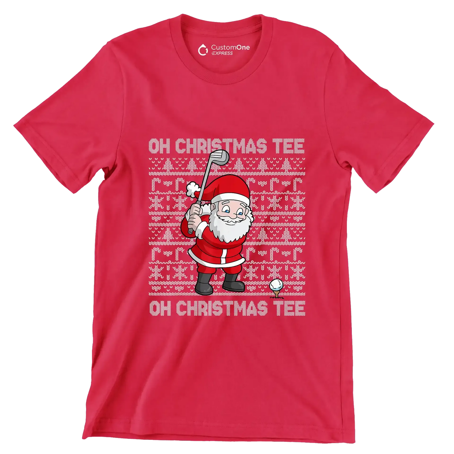 OH CHRISTMAS TEE! OH CHRISTMAS TEE! - Golf Themed T-Shirt-Red-S-Custom One Express