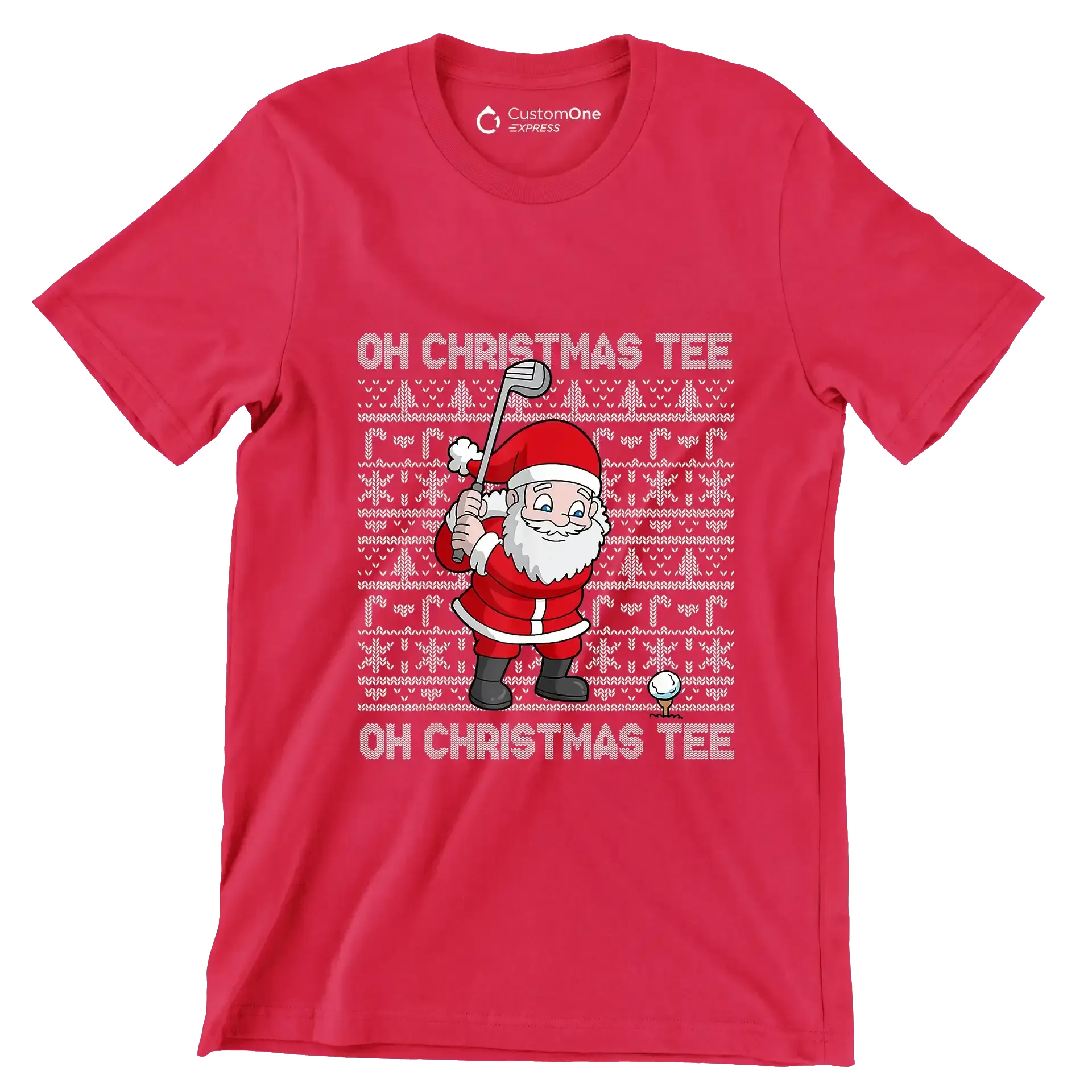 OH CHRISTMAS TEE! OH CHRISTMAS TEE! - Golf Themed T-Shirt-Red-S-Custom One Express