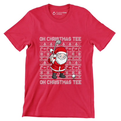 OH CHRISTMAS TEE! OH CHRISTMAS TEE! - Golf Themed T-Shirt-Red-S-Custom One Express