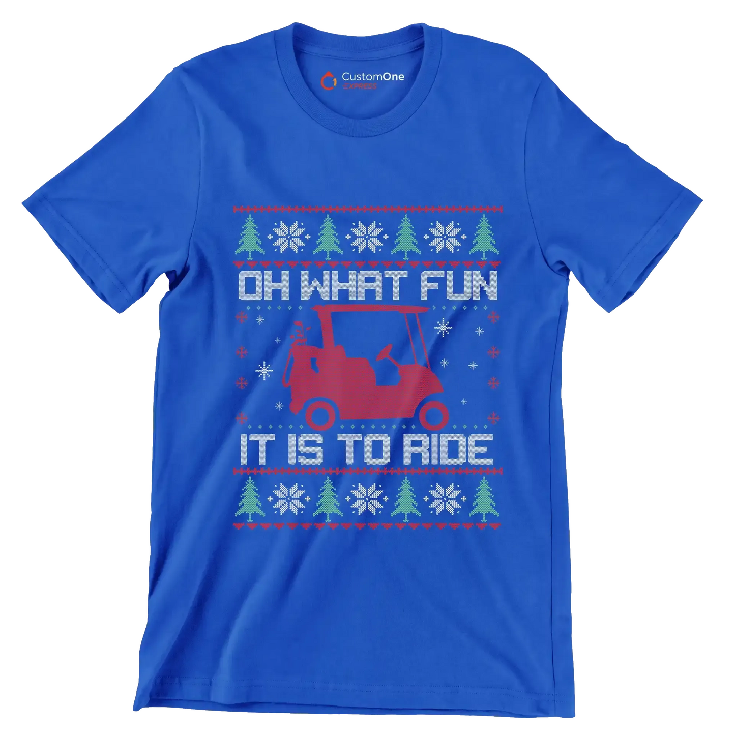 OH what fun it is to ride - Golf Themed T-Shirt-Blue-S-Custom One Express
