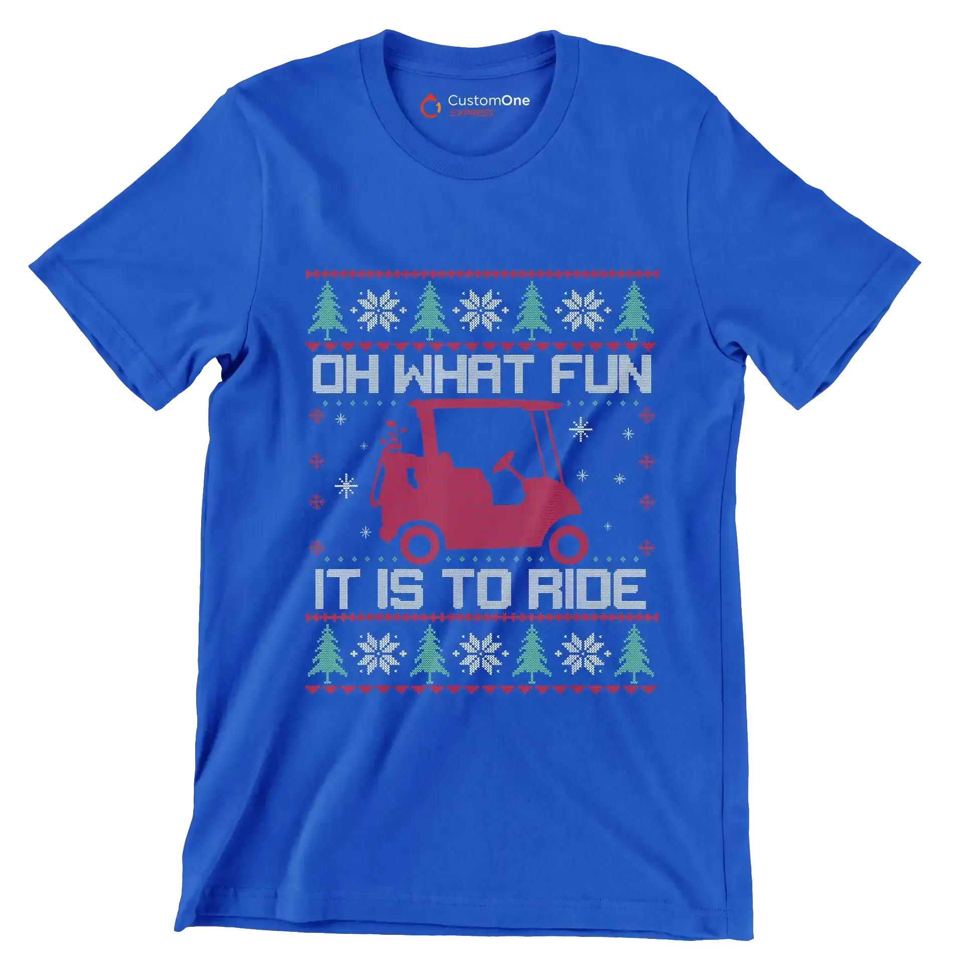 OH what fun it is to ride - Golf Themed T-Shirt-Blue-S-Custom One Express