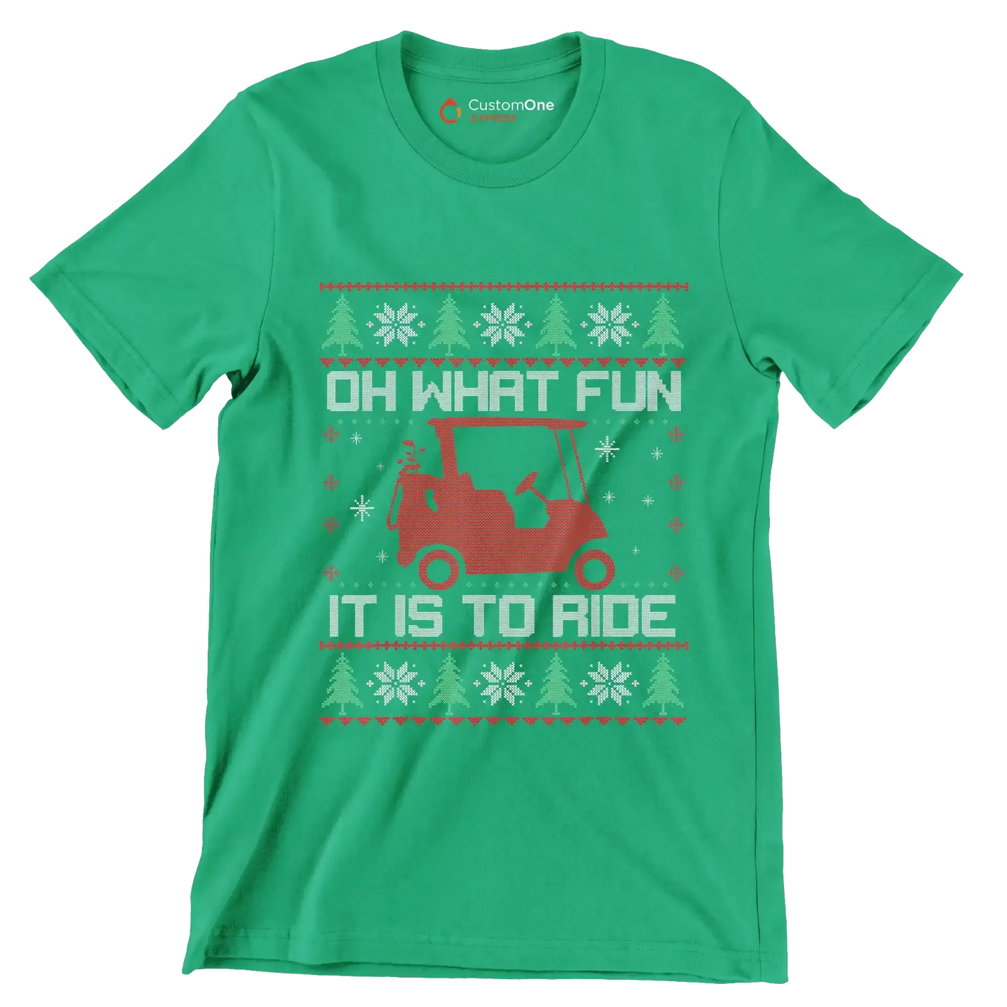 OH what fun it is to ride - Golf Themed T-Shirt-Green-S-Custom One Express