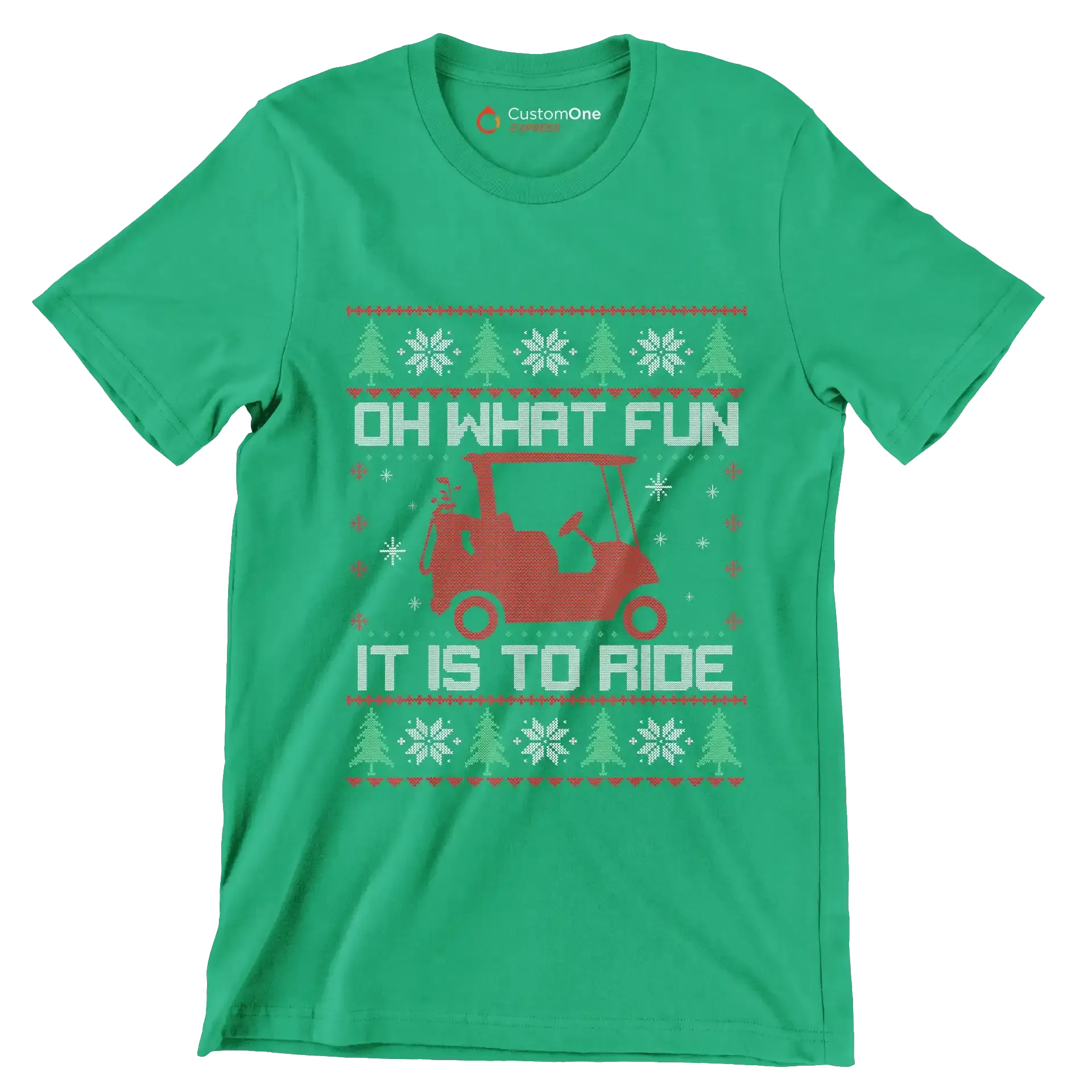 OH what fun it is to ride - Golf Themed T-Shirt-Green-S-Custom One Express
