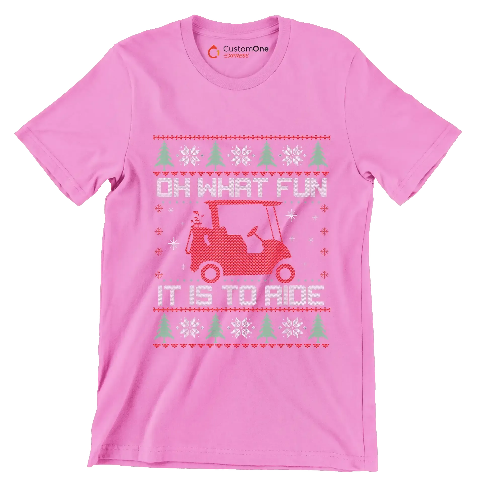OH what fun it is to ride - Golf Themed T-Shirt-Pink-S-Custom One Express