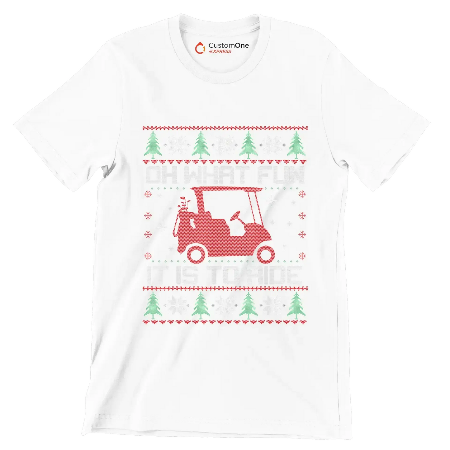 OH what fun it is to ride - Golf Themed T-Shirt-White-S-Custom One Express