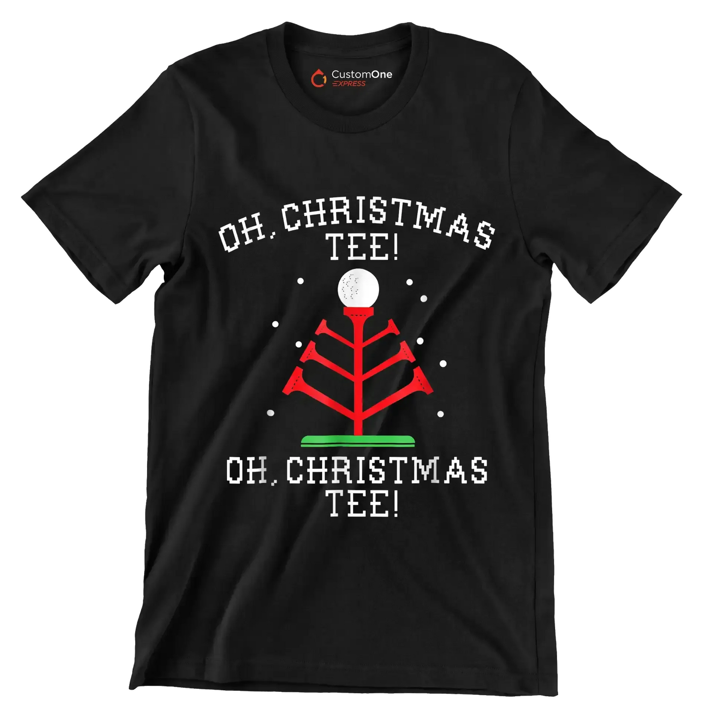 OH. CHRISTMAS TEE! OH. CHRISTMAS TEE! - Golf Themed T-Shirt-Black-S-Custom One Express