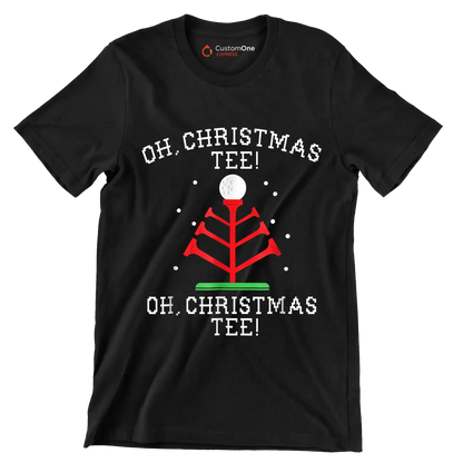 OH. CHRISTMAS TEE! OH. CHRISTMAS TEE! - Golf Themed T-Shirt-Black-S-Custom One Express