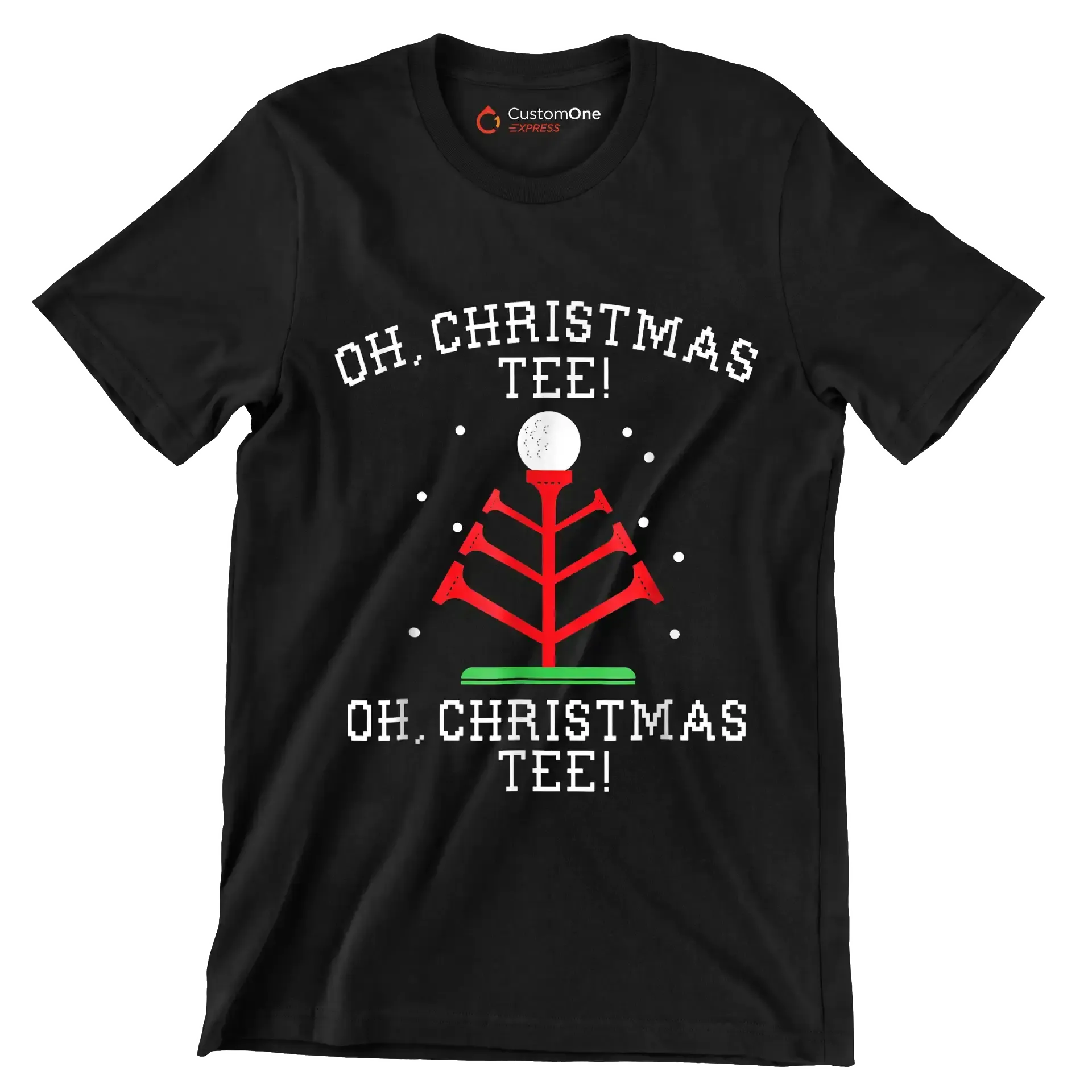 OH. CHRISTMAS TEE! OH. CHRISTMAS TEE! - Golf Themed T-Shirt-Black-S-Custom One Express