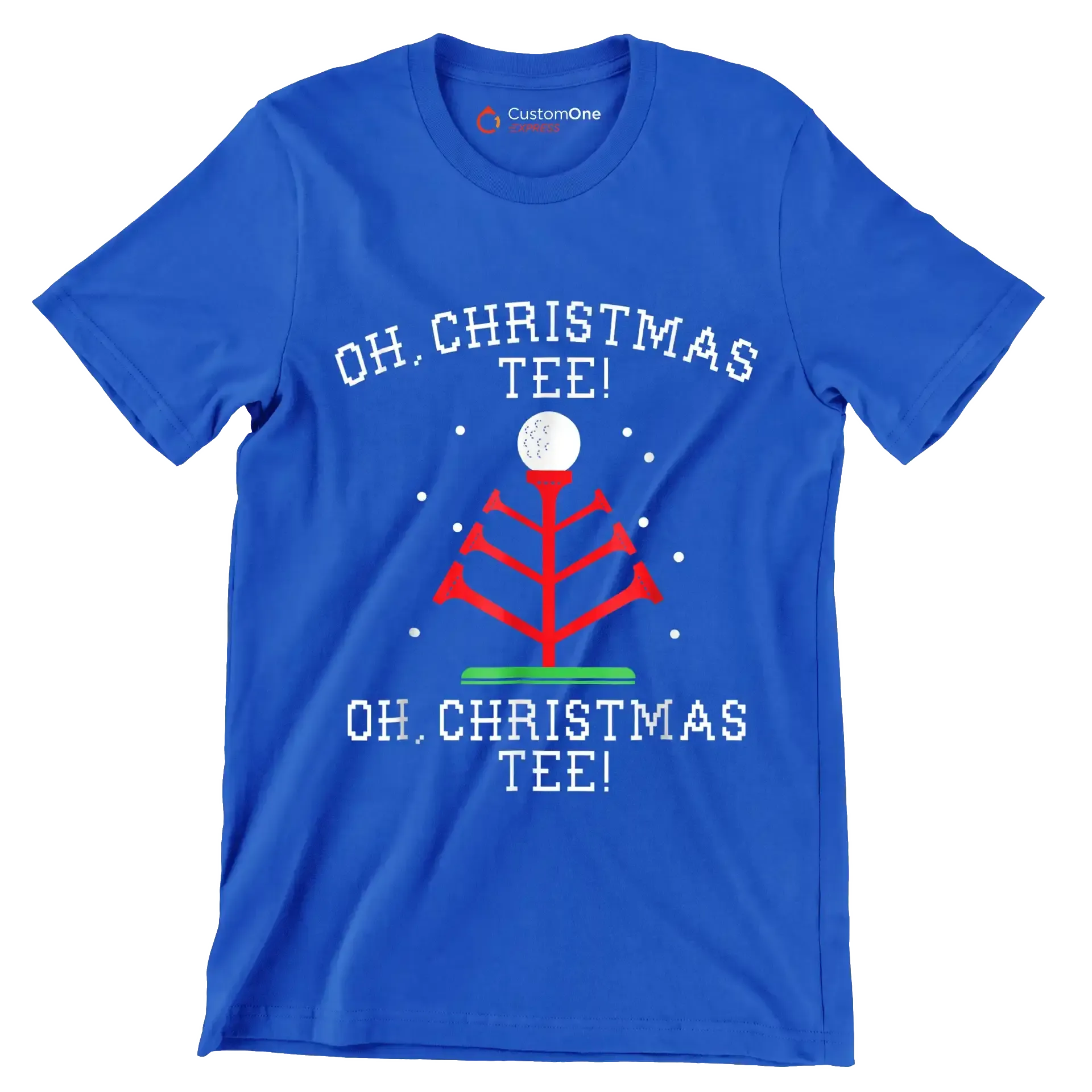 OH. CHRISTMAS TEE! OH. CHRISTMAS TEE! - Golf Themed T-Shirt-Blue-S-Custom One Express