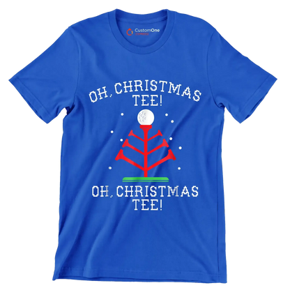 OH. CHRISTMAS TEE! OH. CHRISTMAS TEE! - Golf Themed T-Shirt-Blue-S-Custom One Express