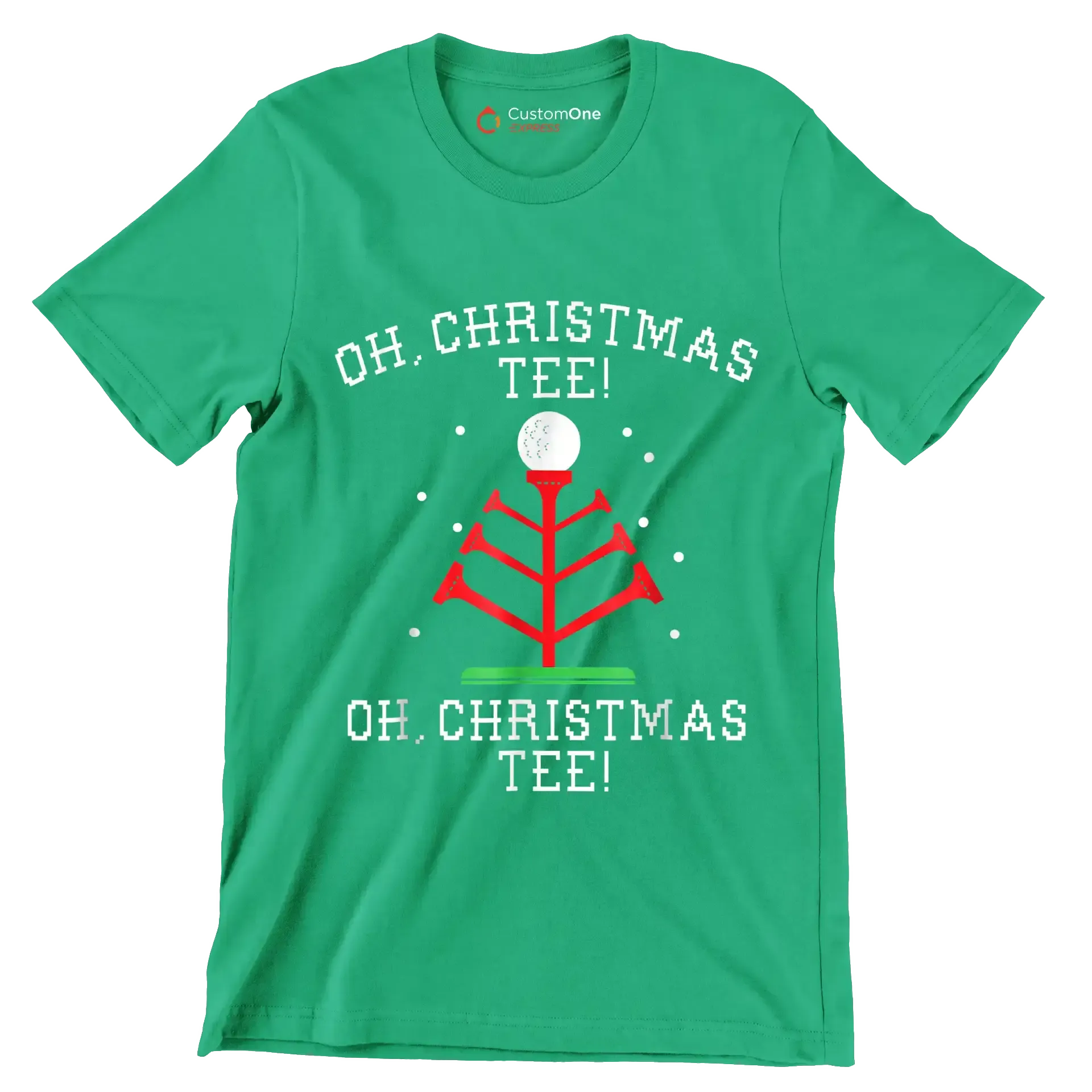 OH. CHRISTMAS TEE! OH. CHRISTMAS TEE! - Golf Themed T-Shirt-Green-S-Custom One Express