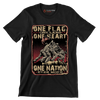 ONE FLAG, ONE LAND, ONE HEART, ONE NATION EVER MORE - Veterans Themed T-Shirt-Black-Custom One Express