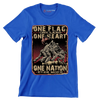 ONE FLAG, ONE LAND, ONE HEART, ONE NATION EVER MORE - Veterans Themed T-Shirt-Blue-Custom One Express