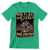 ONE FLAG, ONE LAND, ONE HEART, ONE NATION EVER MORE - Veterans Themed T-Shirt-Green-Custom One Express