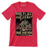 ONE FLAG, ONE LAND, ONE HEART, ONE NATION EVER MORE - Veterans Themed T-Shirt-Red-Custom One Express