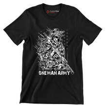 ONE MAN ARMY ILLUSTRATION SOLDIER - Veterans Themed T-Shirt-Black-S-Custom One Express