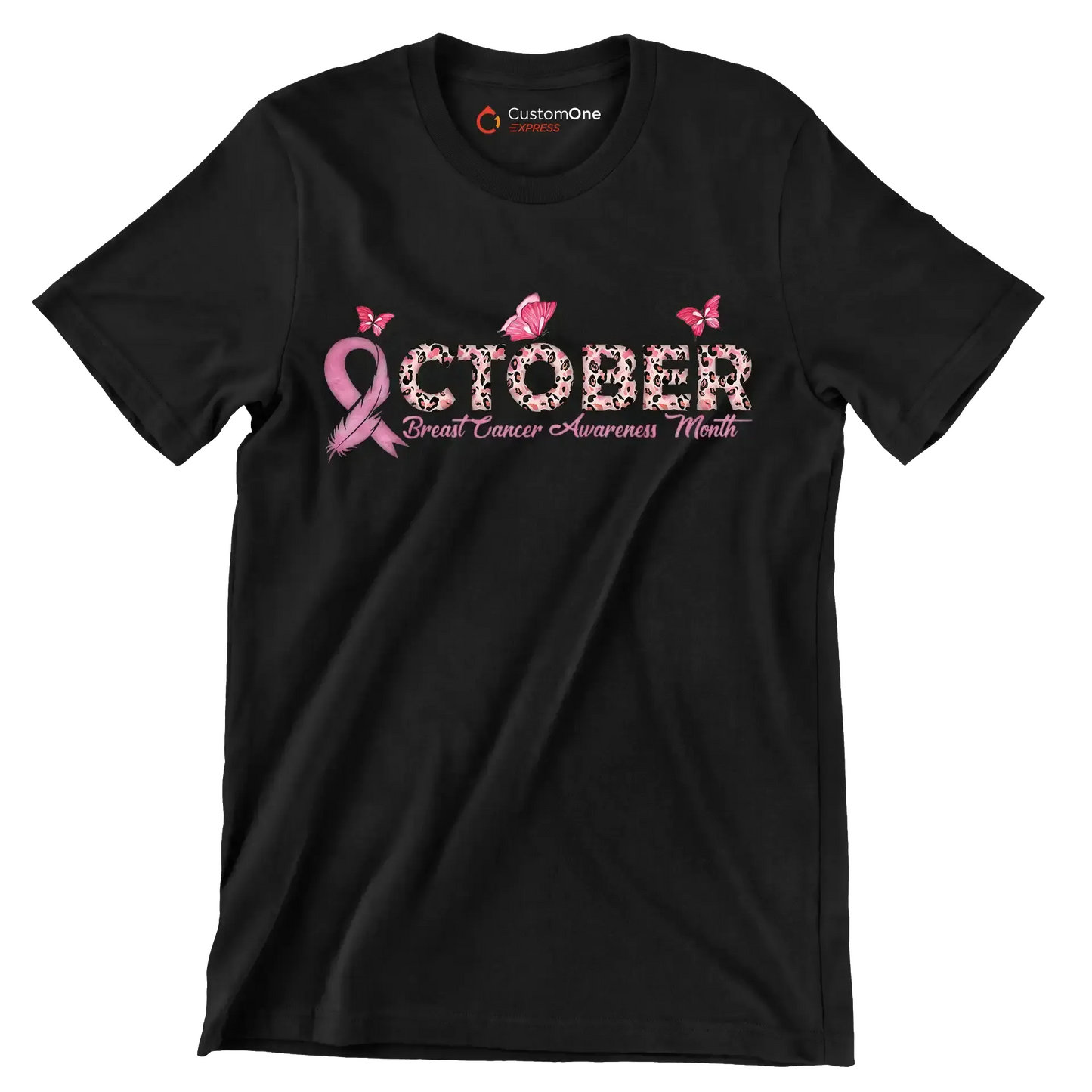 October Breast Cancer AwarenessMonth - Breast Cancer Awareness T-Shirt-Black-S-Custom One Express