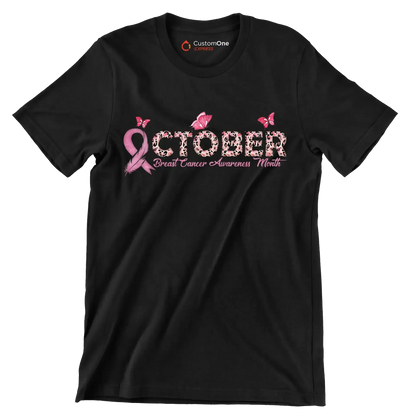 October Breast Cancer AwarenessMonth - Breast Cancer Awareness T-Shirt-Black-S-Custom One Express
