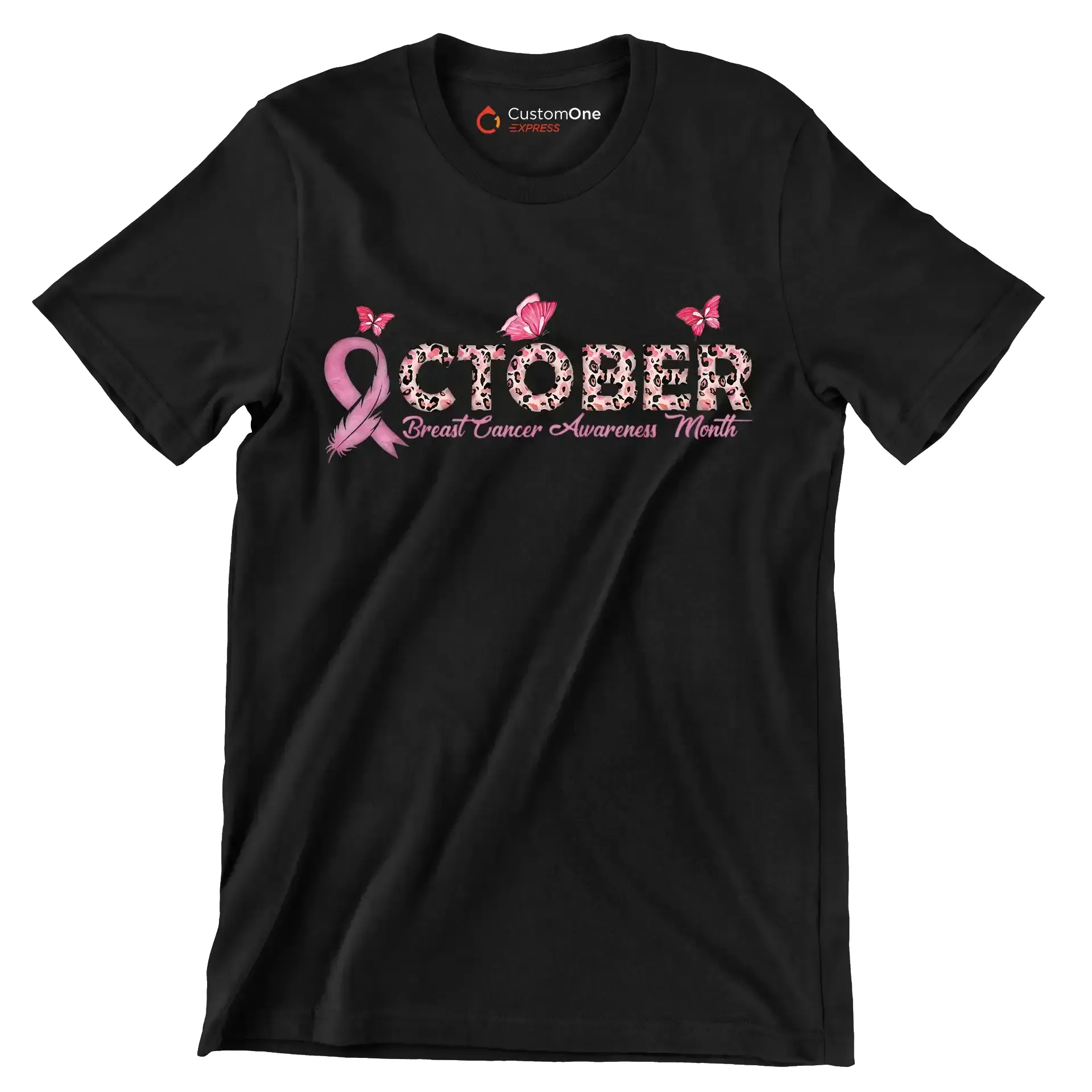 October Breast Cancer AwarenessMonth - Breast Cancer Awareness T-Shirt-Black-S-Custom One Express