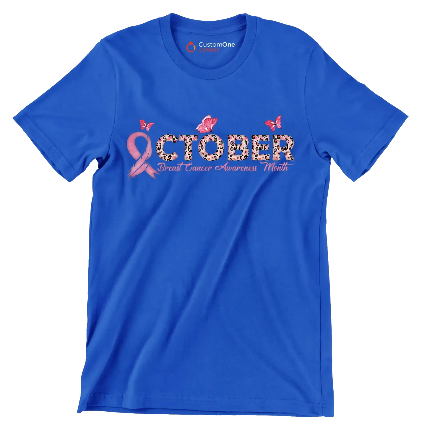 October Breast Cancer AwarenessMonth - Breast Cancer Awareness T-Shirt-Blue-S-Custom One Express