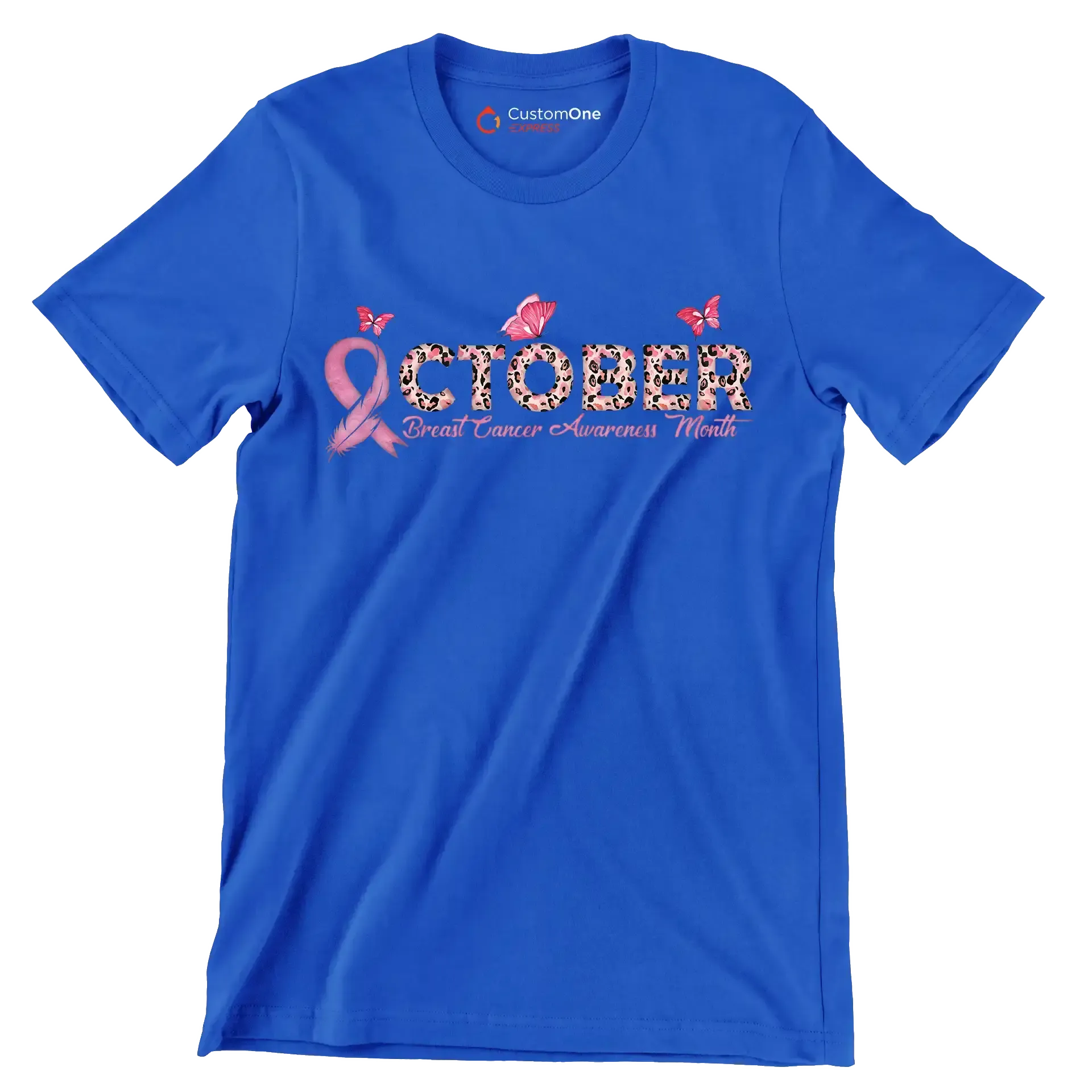 October Breast Cancer AwarenessMonth - Breast Cancer Awareness T-Shirt-Blue-S-Custom One Express