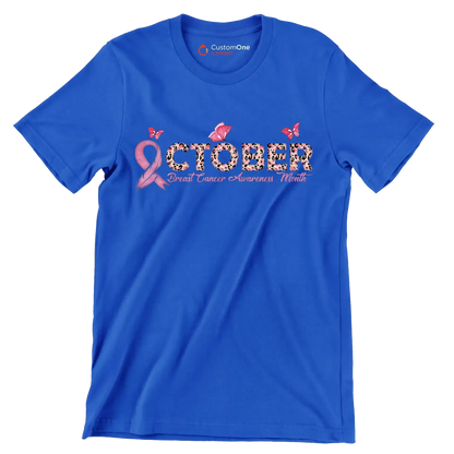 October Breast Cancer AwarenessMonth - Breast Cancer Awareness T-Shirt-Blue-S-Custom One Express