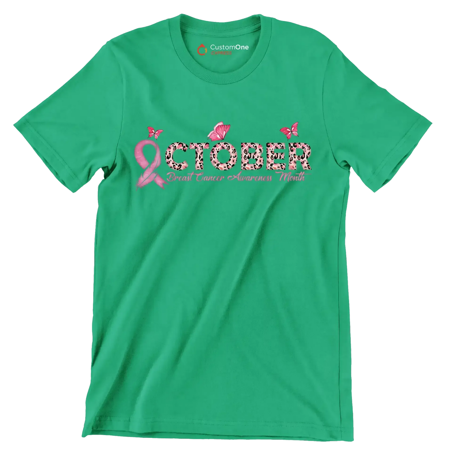 October Breast Cancer AwarenessMonth - Breast Cancer Awareness T-Shirt-Green-S-Custom One Express