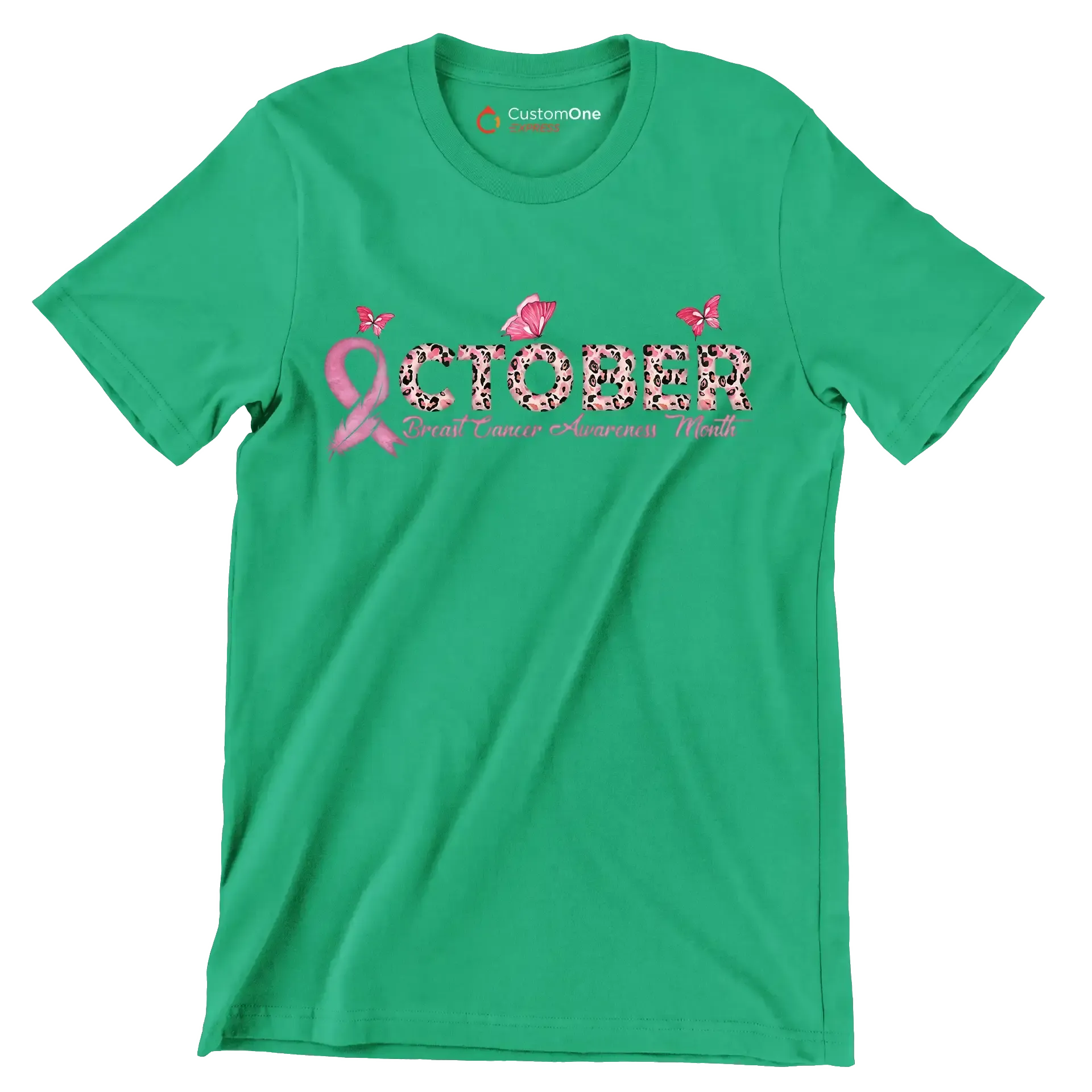 October Breast Cancer AwarenessMonth - Breast Cancer Awareness T-Shirt-Green-S-Custom One Express