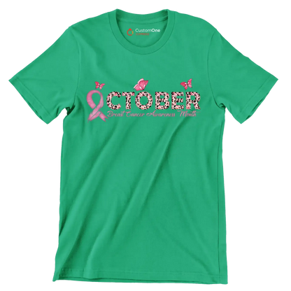 October Breast Cancer AwarenessMonth - Breast Cancer Awareness T-Shirt-Green-S-Custom One Express