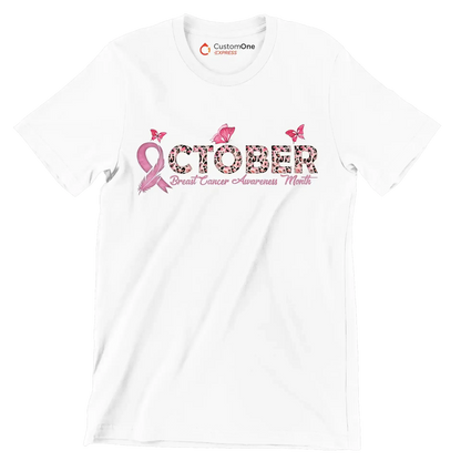 October Breast Cancer AwarenessMonth - Breast Cancer Awareness T-Shirt-White-S-Custom One Express