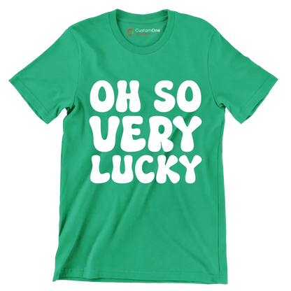 Oh So Very Lucky - St. Patrick's Day T-Shirt-Green-S-Custom One Express