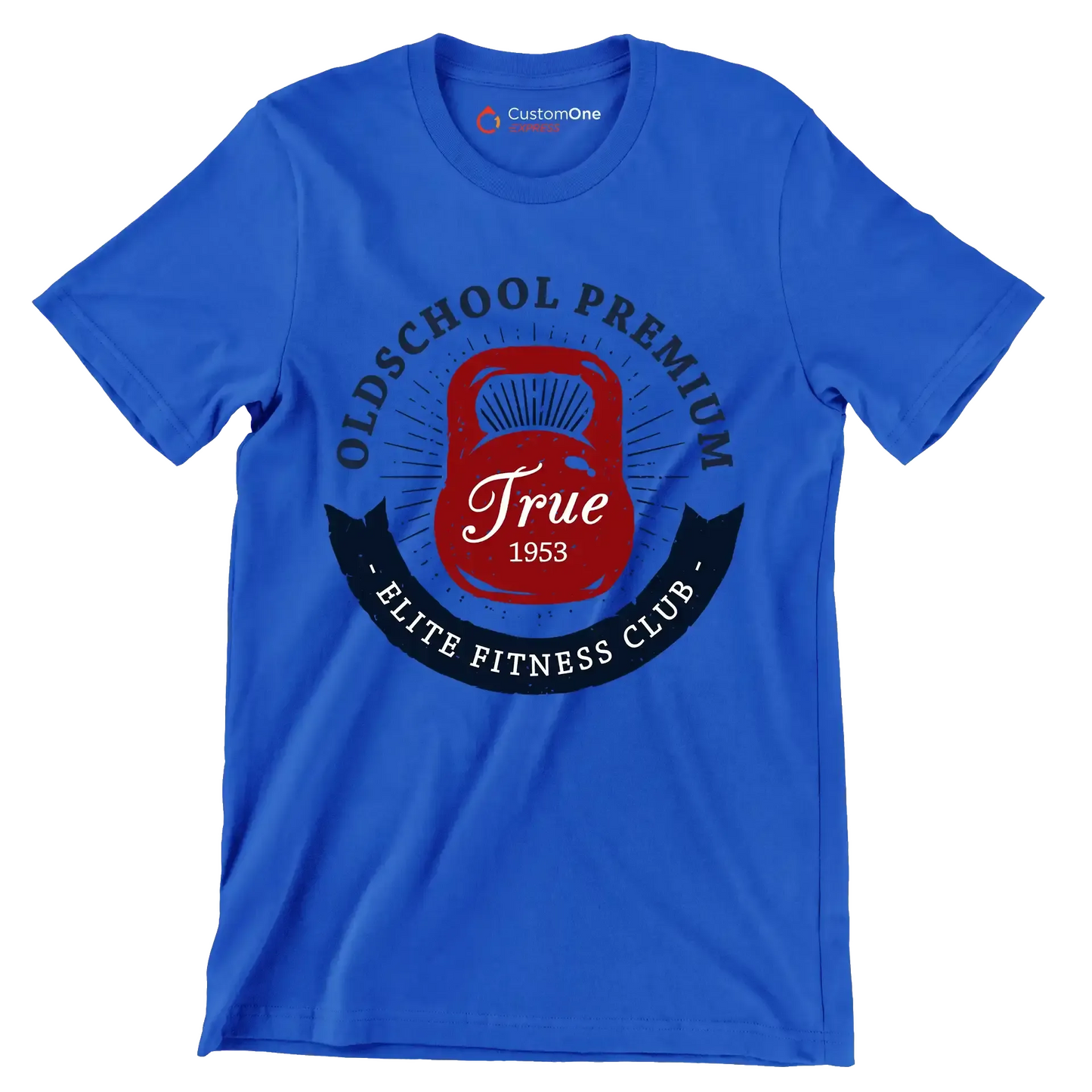 Old School Premium Elite Fitness Club - Gym Themed T-Shirt-Blue-S-Custom One Express