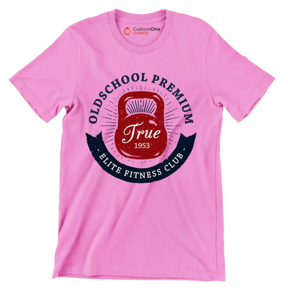Old School Premium Elite Fitness Club - Gym Themed T-Shirt-Pink-S-Custom One Express