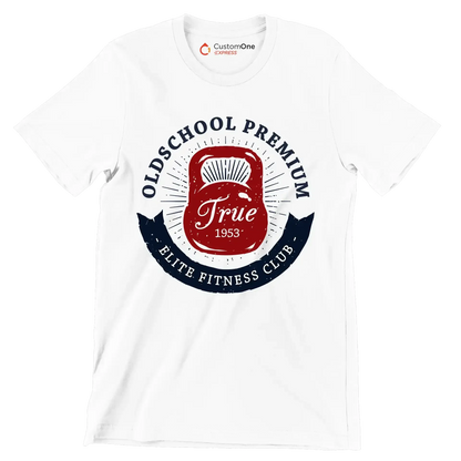 Old School Premium Elite Fitness Club - Gym Themed T-Shirt-White-S-Custom One Express