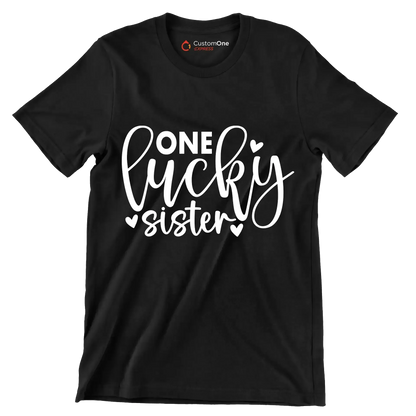 One Lucky Sister - St. Patrick's Day T-Shirt-Black-S-Custom One Express
