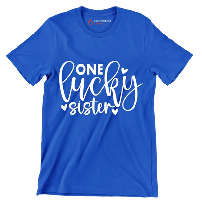 One Lucky Sister - St. Patrick's Day T-Shirt-Blue-S-Custom One Express