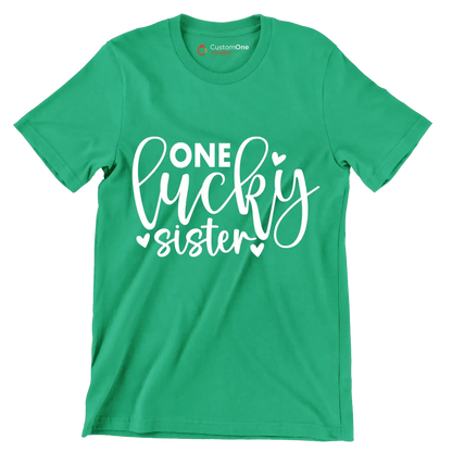 One Lucky Sister - St. Patrick's Day T-Shirt-Green-S-Custom One Express