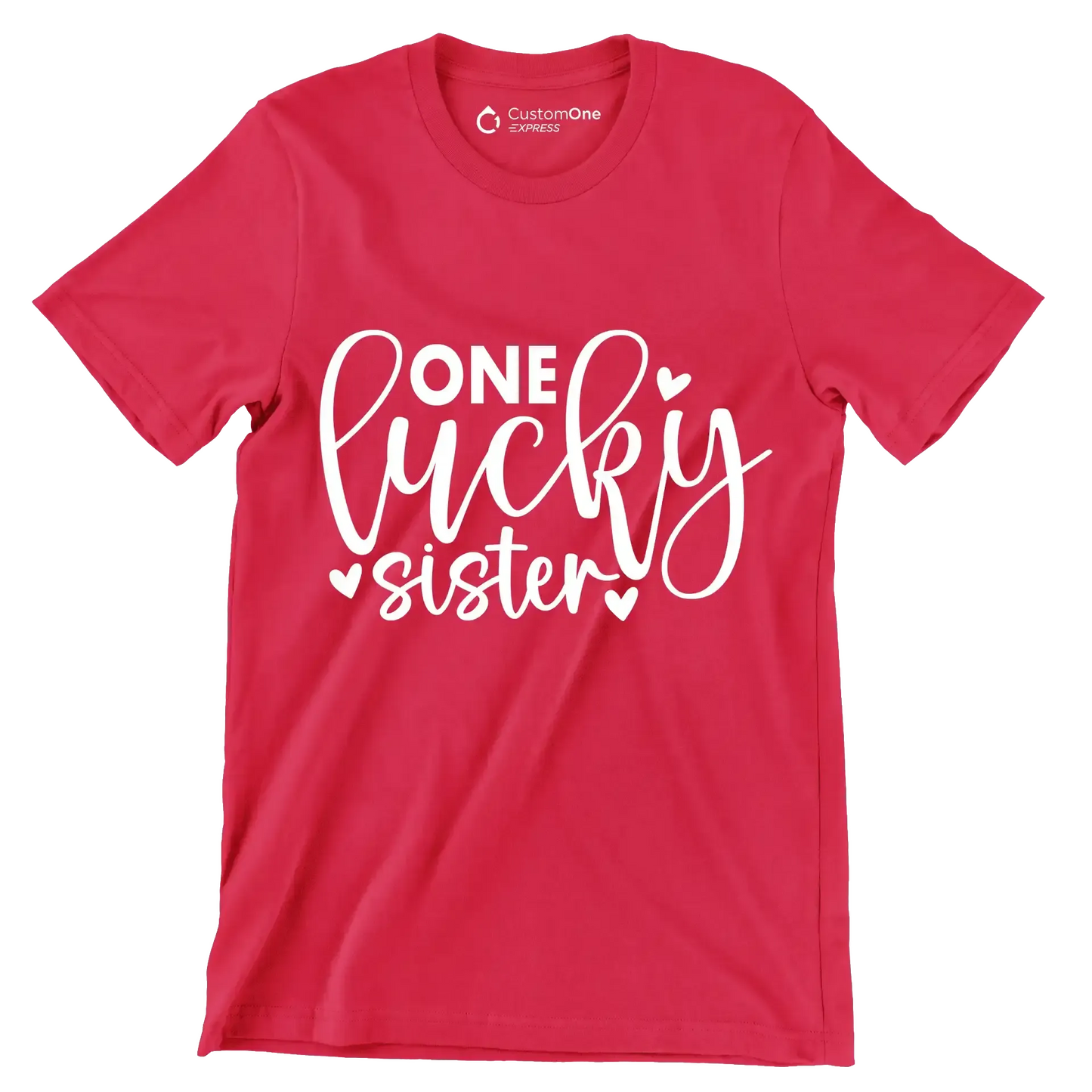 One Lucky Sister - St. Patrick's Day T-Shirt-Red-S-Custom One Express