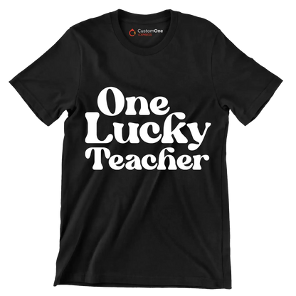 One Lucky Teacher - St. Patrick's Day T-Shirt-Black-S-Custom One Express