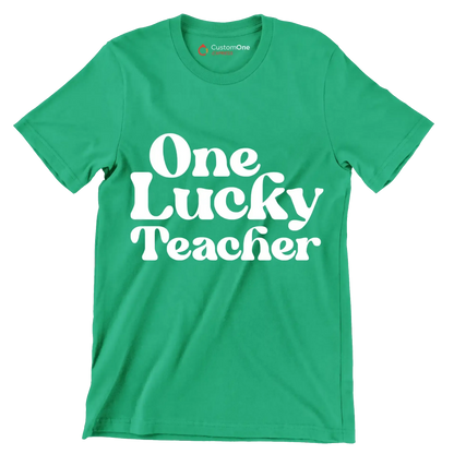 One Lucky Teacher - St. Patrick's Day T-Shirt-Green-S-Custom One Express