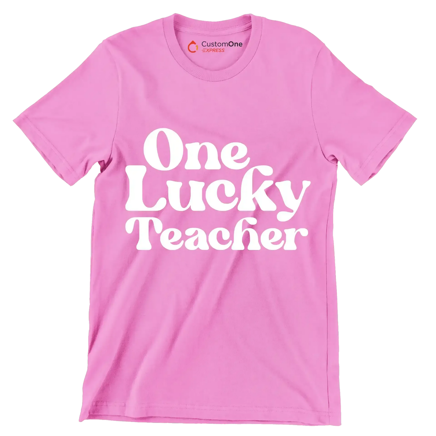 One Lucky Teacher - St. Patrick's Day T-Shirt-Pink-S-Custom One Express